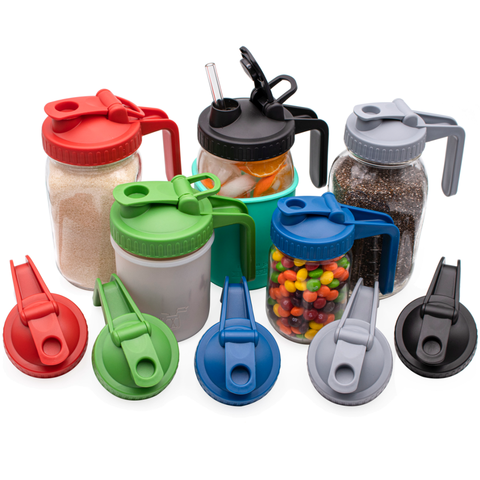 Pour & Store Pitcher Lid with Handle for Mason Jars: Gray, Regular mouth - Mason Jar Lifestyle