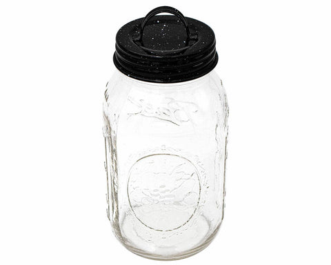 Wide Mouth Speckled Enameled Handle Lids: Black - Mason Jar Lifestyle