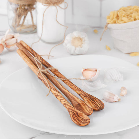 Olive Wood Long Handle Tea Spoon, 11" - ArtisRaw