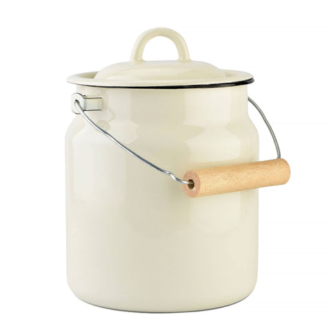 3.3L Vintage Style Enamel Milk Can with Lid, Pale Green - STP