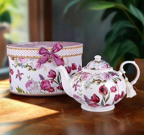 Tulips Bone China Teapot, 1.14 qt, in Gift Box
