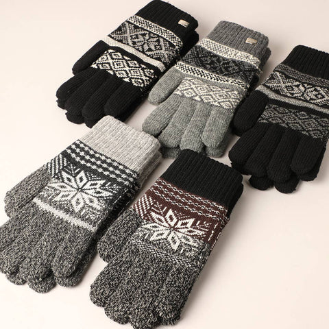 Charcoal Men's Premium Wool Blend Knitted Winter Gloves: One Size - Fashion City