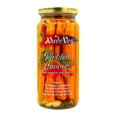 Spicy Pickled Carrots, 16 oz Handcrafted - Ayurveg | NudeVeg