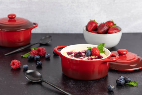 Mini Casserole Dishes & Lids - Set of 4: Stone Ombre, Ceramic, 12 oz - Kook