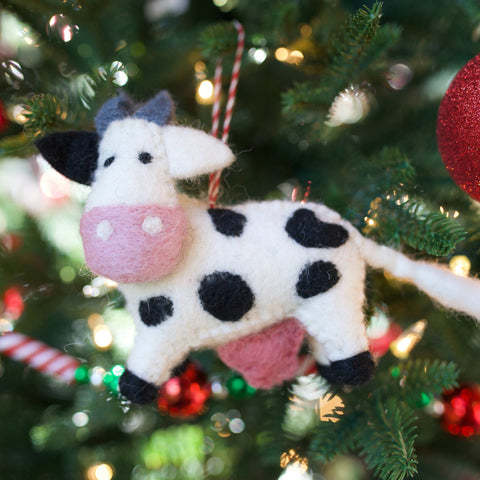 Cow Felt Wool Christmas Ornament - Ornaments 4 Orphans