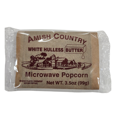 Microwave Popcorn - Buttery White Hulless, 3 pack, 3.5 oz each - Amish Country Popcorn