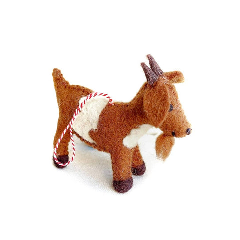 Goat, Brown Spotted, Felt Wool Christmas Ornament - Ornaments 4 Orphans