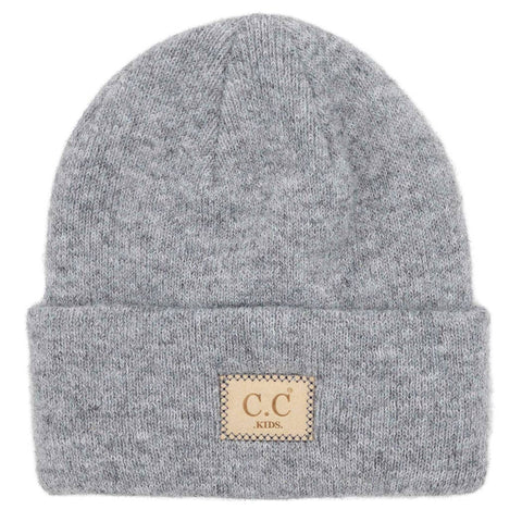 Pink Kids Suede Patch Heather Classic Beanie - Kids - One Size - Fashion City
