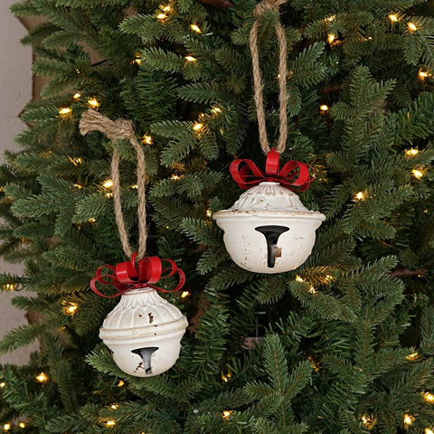 Vintage White Nutshell Bell with Metal Bow - Holiday Depot Inc.