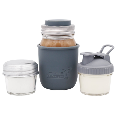 Regular Mouth Pour & Store Shaker Lid with Carry Loop: Charcoal Gray - Mason Jar Lifestyle