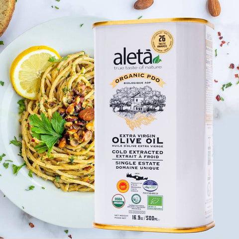 Greek Extra Virgin Olive Oil, 16.9 oz tin, Organic Single Estate - Aleta Farms