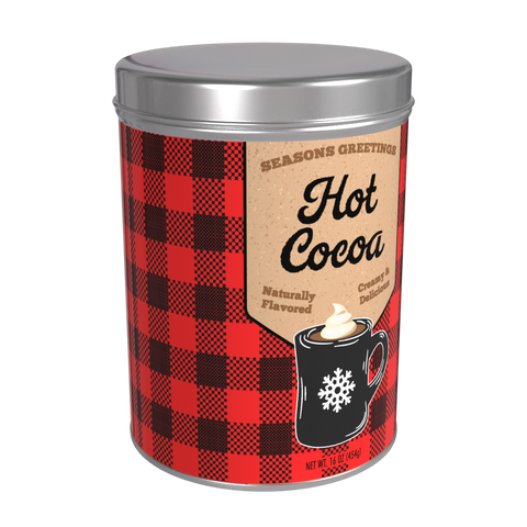 Season's Greetings Red Plaid Chocolate Hot Cocoa, 16oz Round Tin - McSteven's