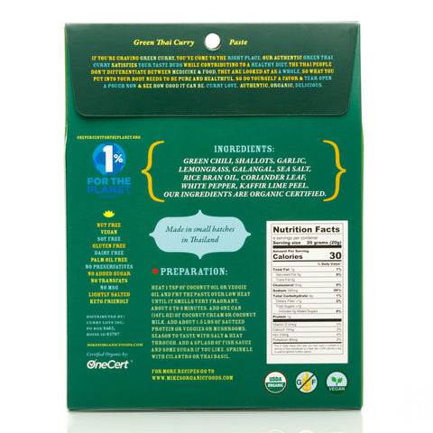 Green Thai Curry Paste, 2.8 oz - Mike's Organic Curry Love
