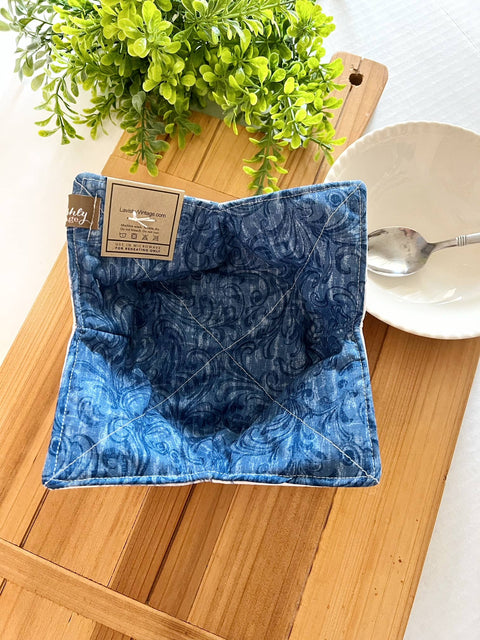 Blue Toile Chickens Bowl Cozy - Lavishly Vintage
