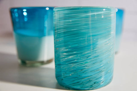 Mexican Handblown Glasses - Aqua, Set of 4 - Verve Culture