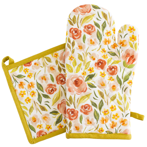 Spring Garden Oven Mitt & Pot Holder Set - Elyse Breanne Design