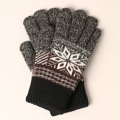 Black Charcoal Men's Premium Wool Blend Knitted Winter Gloves: One Size - Fashion City
