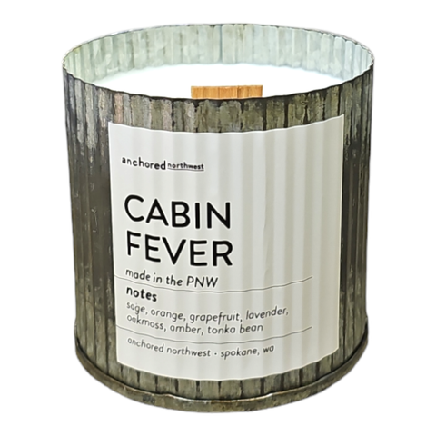 Cabin Fever Rustic Vintage Farmhouse Wood Wick Candle: 10oz - Anchored Northwest