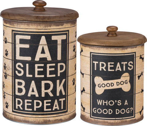 Doggy Treats Canisters, Nested Set of 2, 9.5" and 7.5" tall - Primitives by Kathy