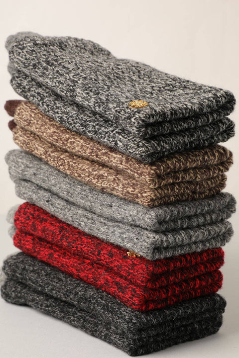 Grey Winter Wool Blend Double Layer Knitted Gloves: One Size - Fashion City