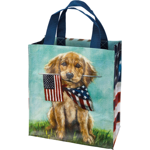 Dogs And Flags Daily Tote, 8.8"x10.3"x4.8" - Primitives by Kathy