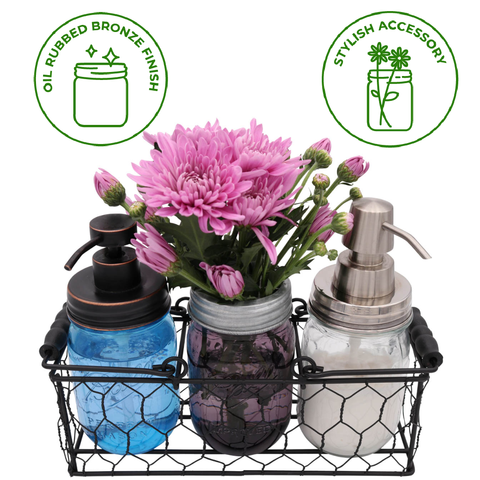 Soap Pump Lid Kit, Regular Mouth Jars, Oil Rubbed Bronze - Mason Jar Lifestyle