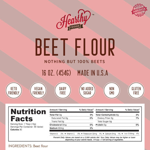 Beet Root Flour, 1 lb, Superfood - Hearthy Foods