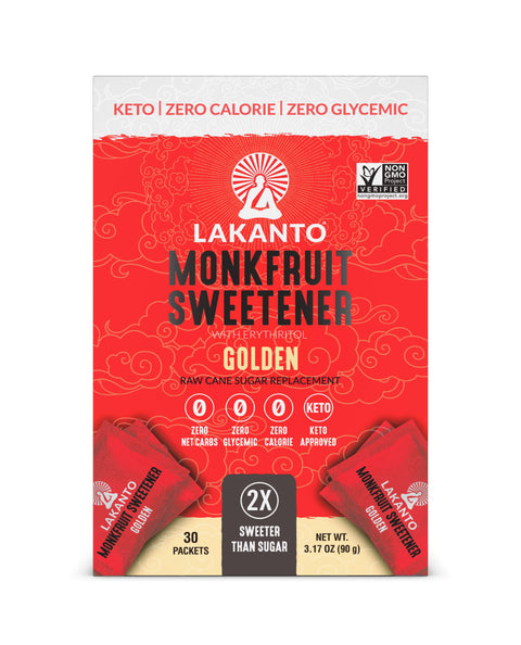Golden Monk Fruit Sweetener Packets, 30 Count - Lakanto