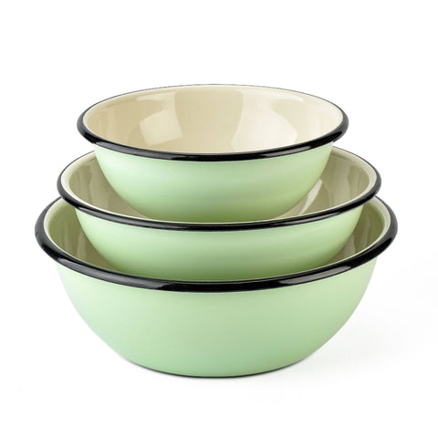 Mint Сoolness Enamel Steel Bowl, Set of 3 (1.6, 2.7, 4.2 qt) - STP