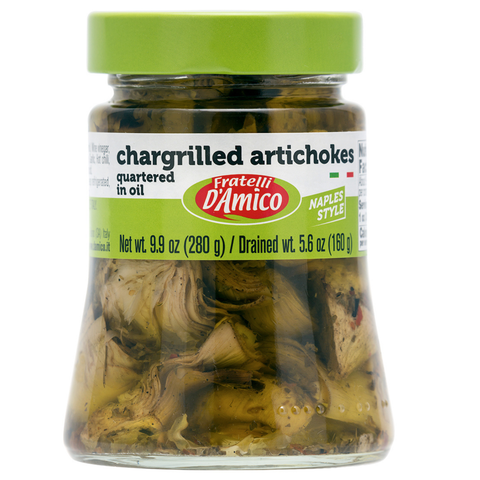 Fratelli D'Amico Chargrilled Artichokes Quartered, 9.9oz - Wholesale Italian Food