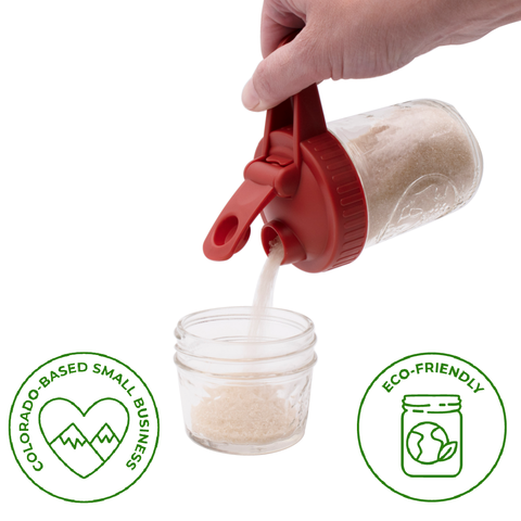 Pour & Store Pitcher Lid with Handle for Mason Jars: Brick red, Wide mouth - Mason Jar Lifestyle