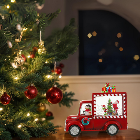 Christmas Red Gift Truck Snow Globe Lantern - SINT