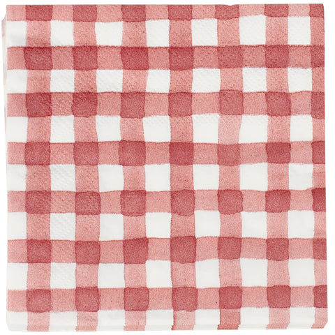 Red Gingham Beverage Napkin, 5"x5", Set of 20 - Primitives by Kathy