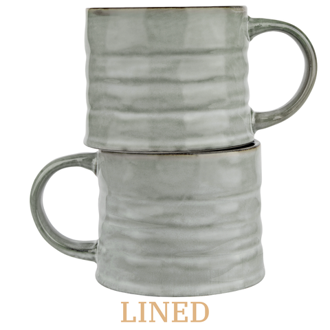 Java Coffee Mugs - Set of 2: Circled, Stoneware, 15 oz - Kook