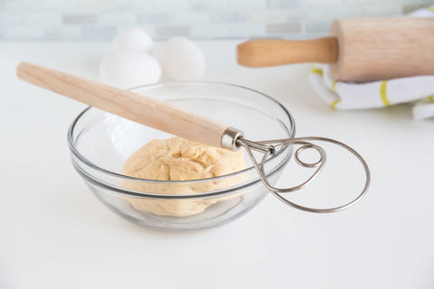 Danish Dough Whisk, Stainless Steel and Wood, 12" - Fox Run Brands