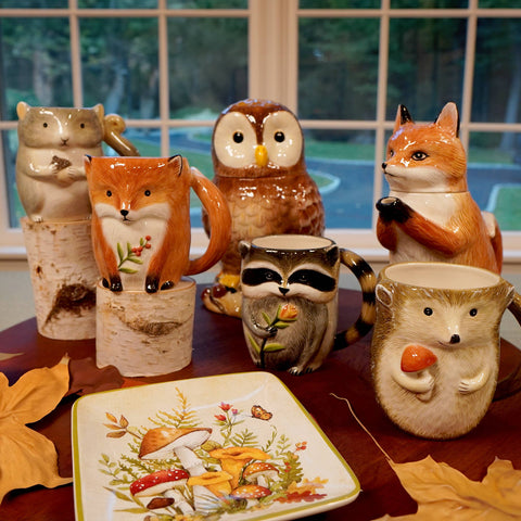 Woodland Critters Fall Canape Plate 6 in Assorted - Certified International
