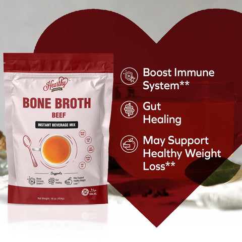 Beef Bone Broth Powder, 16 oz - Hearthy Foods