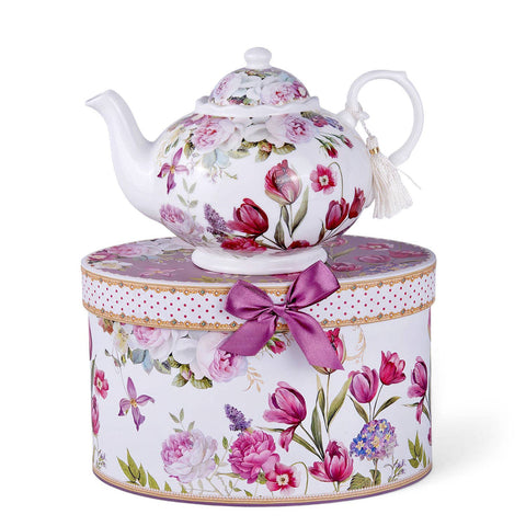 Tulips Bone China Teapot, 1.14 qt, in Gift Box