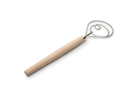 Danish Dough Whisk, Stainless Steel and Wood, 12" - Fox Run Brands