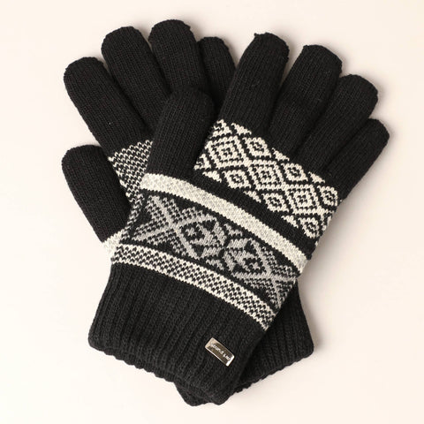 Black Charcoal Men's Premium Wool Blend Knitted Winter Gloves: One Size - Fashion City