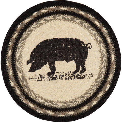 Sawyer Mill Charcoal Pig Jute Trivet, 8 in - VHC Brands