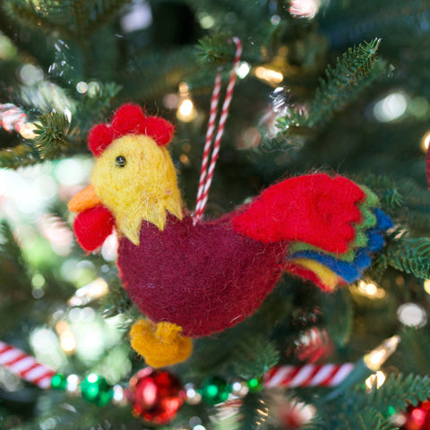 Rooster Felt Wool Christmas Ornament - Ornaments 4 Orphans