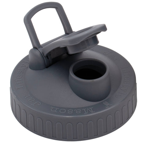 Wide Mouth Pour & Store Shaker Lid with Carry Loop: Charcoal Gray - Mason Jar Lifestyle