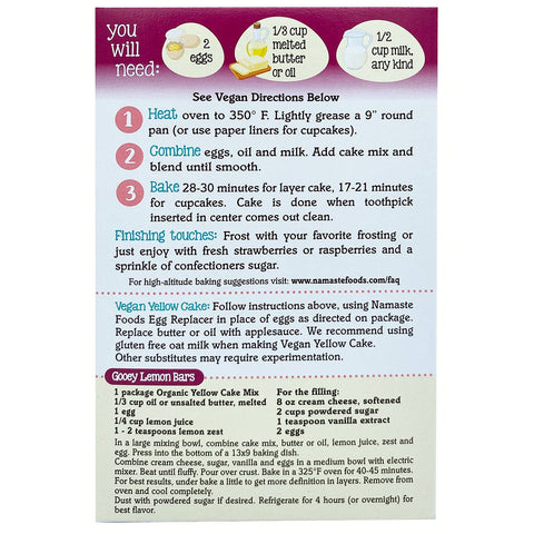Yellow Cake Mix, 12 oz Gluten Free Organic - Namaste Foods