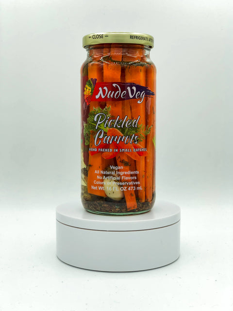 Spicy Pickled Carrots, 16 oz Handcrafted - Ayurveg | NudeVeg