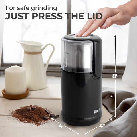 Electric Blade Coffee Grinder w/ Removable Cup, 4.5oz, Stainless Steel- Kaffe