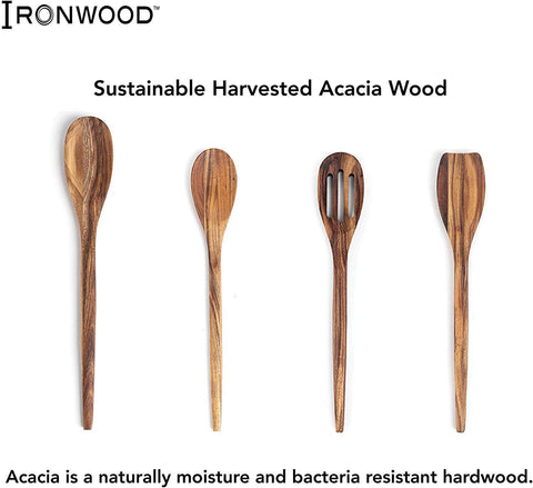 Ironwood Slotted Spoon Utensil for Cooking, Acacia, 12" - Fox Run Brands