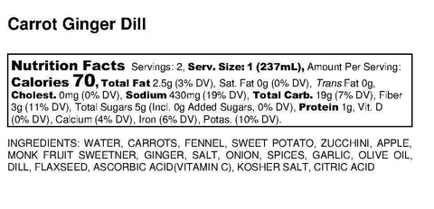Carrot Ginger Dill Soup -16 Oz Vegan & GF - 18 Chestnuts Soups