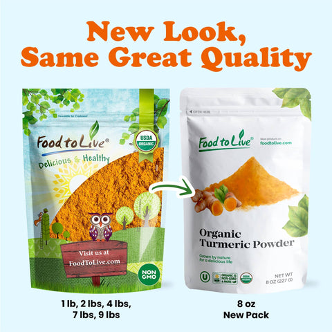 Organic Turmeric Powder – Finely Ground Turmeric Root, Raw: 8 Ounces - Food To Live