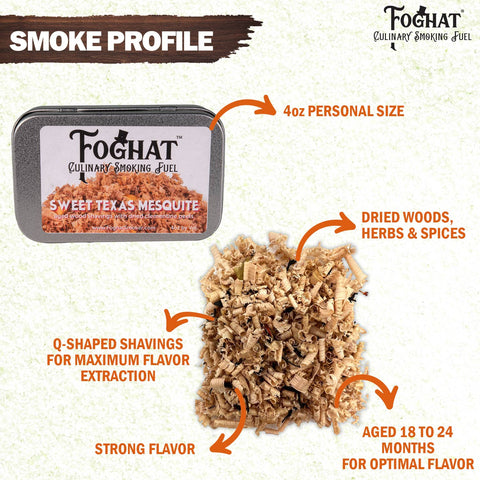 Foghat Culinary Smoking Fuel: Sweet Texas Mesquite, 14oz - ThousandOaksBarrelCo.